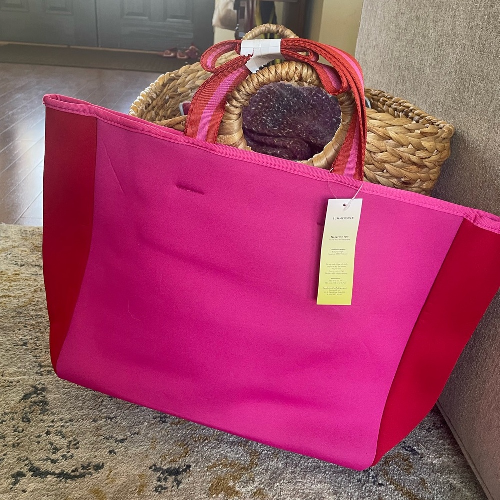 Summersalt neoprene pink and red  Tote Bag NWT